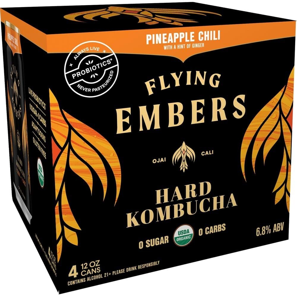 Flying Embers Hard Kombucha Pineapple Sunset 12Z Can - 6PK