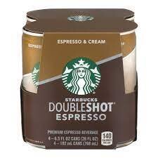 Starbucks Doubleshot Espresso 6.5Oz Can 4Pk - 4PK