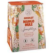Absolut Sparkling Mango Mule 12Z Can 4Pk - 4PK Absolut Sparkling Mango Mule 12Z Can 4Pk - 4PK