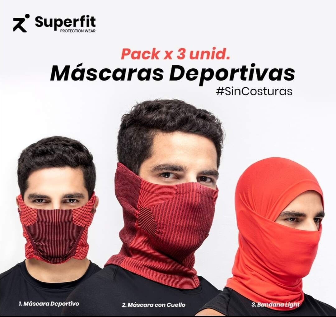 Mascarillas deportivas Superfit Koketa Pack x 3