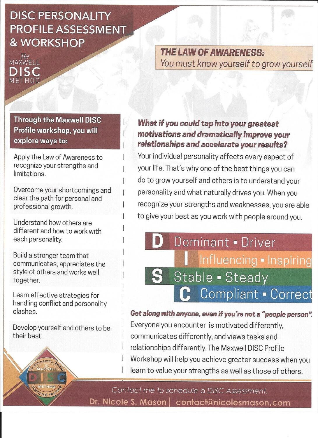 DISC Assessment & 1 Hour of Coaching