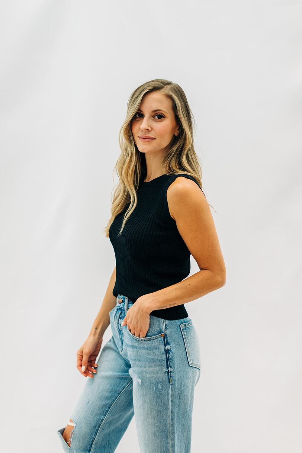 Nashville Ribbed Tank - Black