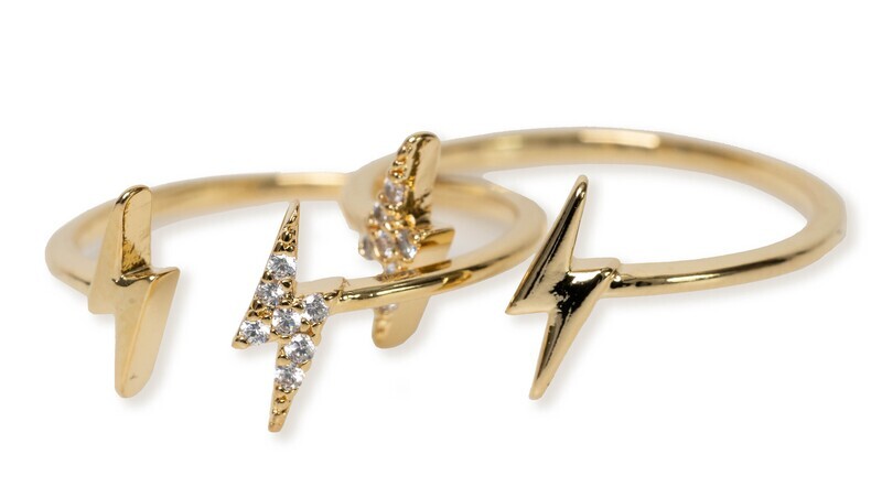 Mini Double Lightning Bolt Ring