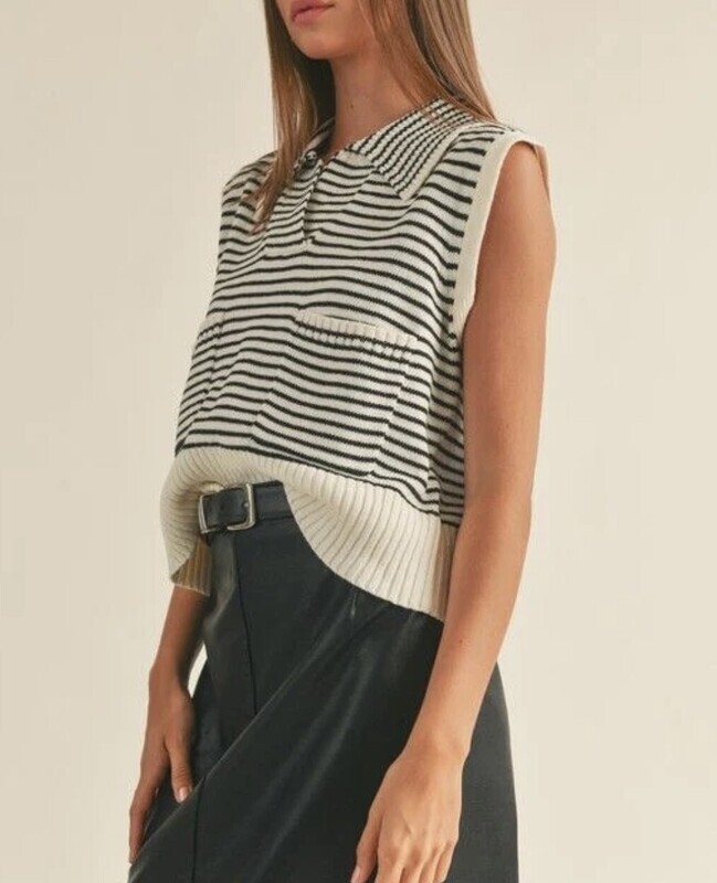 Striped Vest Sweater Top