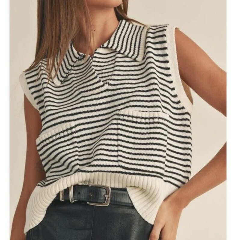 Striped Vest Sweater Top