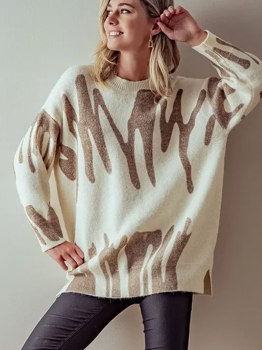 Scribble Print Sweater