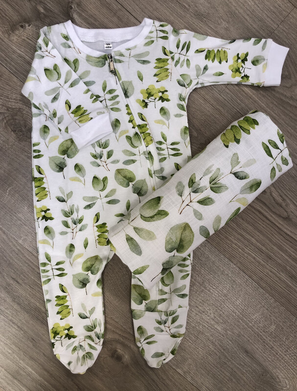 Watercolour Leaf Romper - Footy &amp; Zip