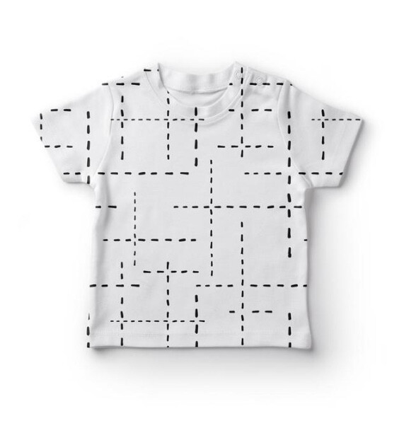 White With Black Dashed Lines T-Shirt