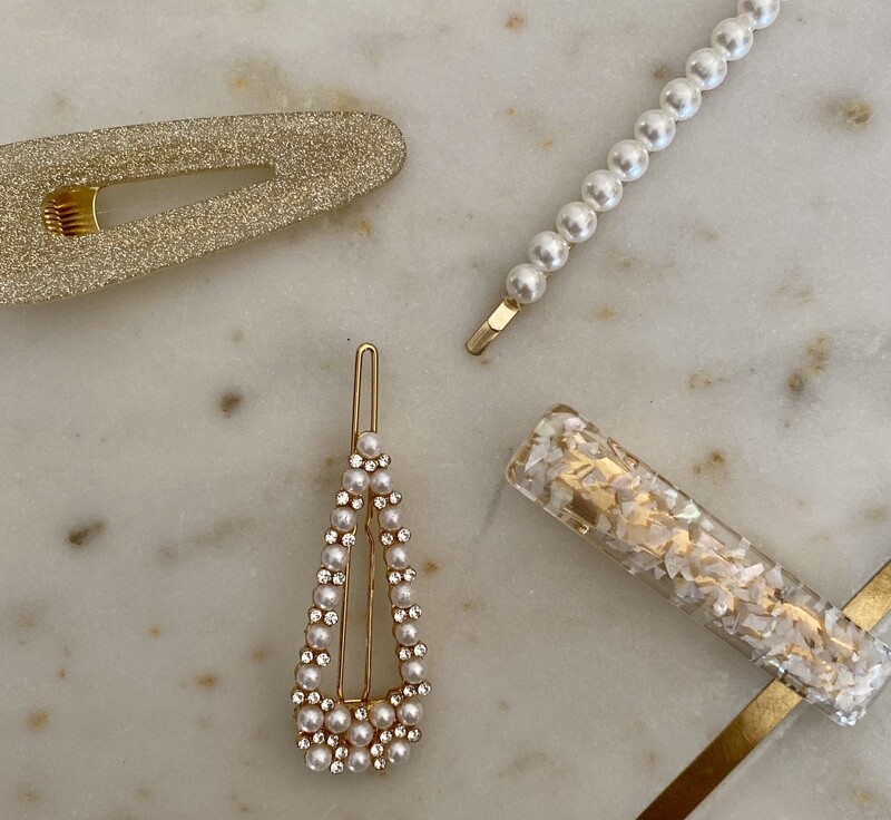 4 pcs Rhinestone &amp; Pearl Hair Clip