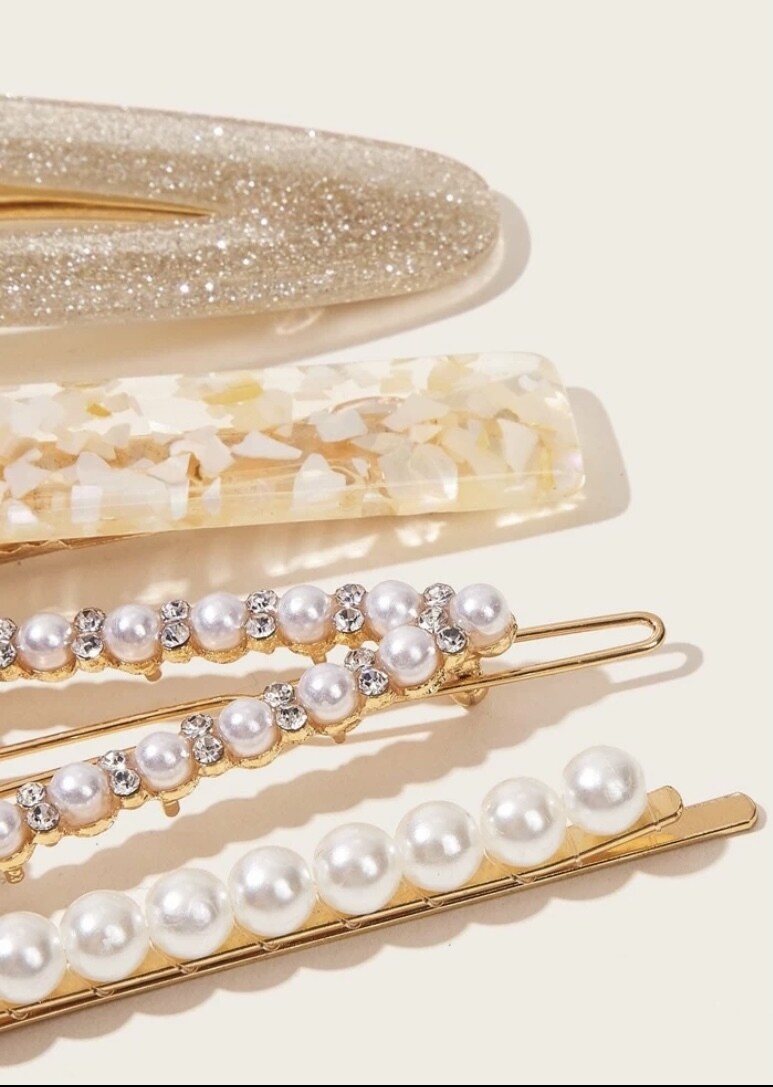 4 pcs Rhinestone &amp; Pearl Hair Clip