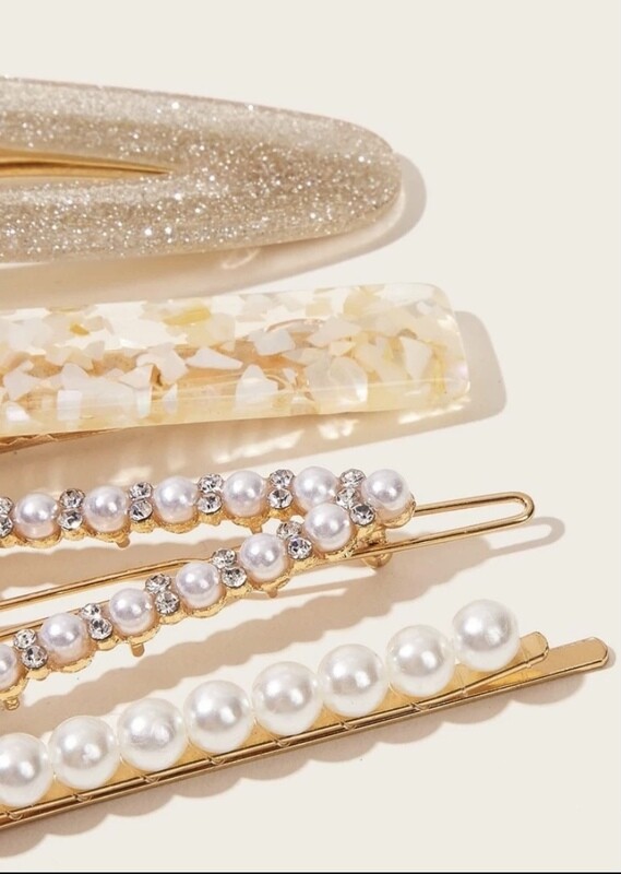 4 pcs Rhinestone &amp; Pearl Hair Clip