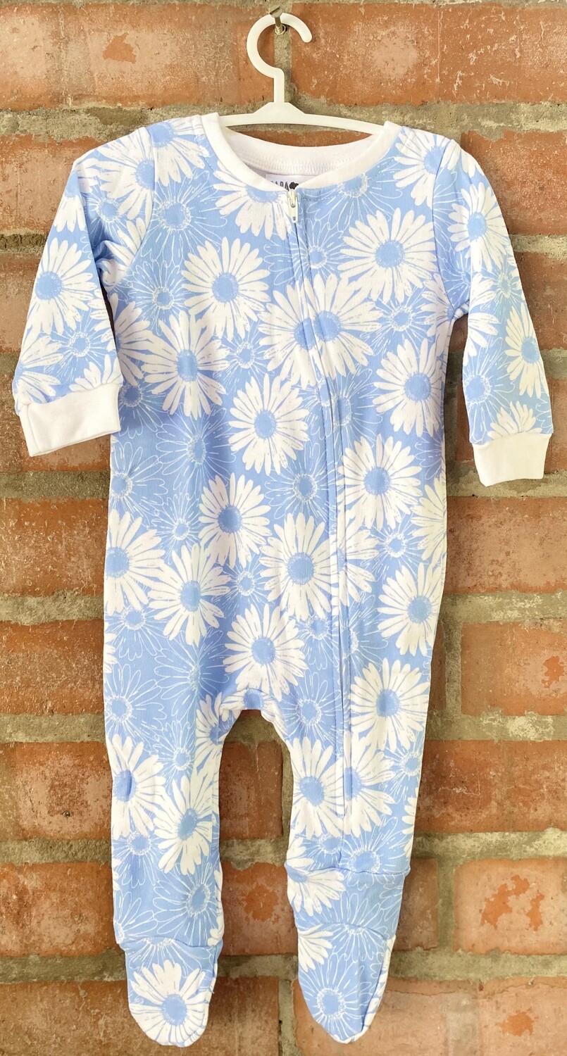 Blue Daisies Romper - Footy &amp; Zip