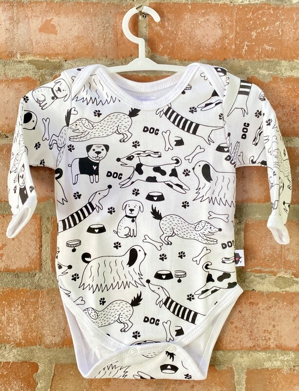 Black &amp; White Dogs Onesie Classic - Long Sleeve