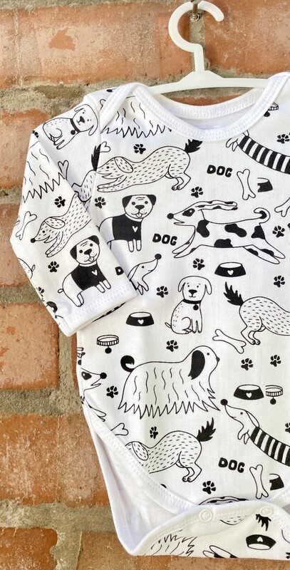 Black &amp; White Dogs Onesie Classic - Long Sleeve