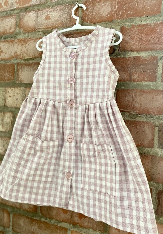 Frilly Button Down Dress - Gingham