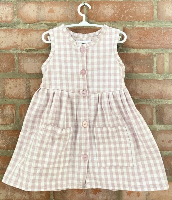 Frilly Button Down Dress - Gingham