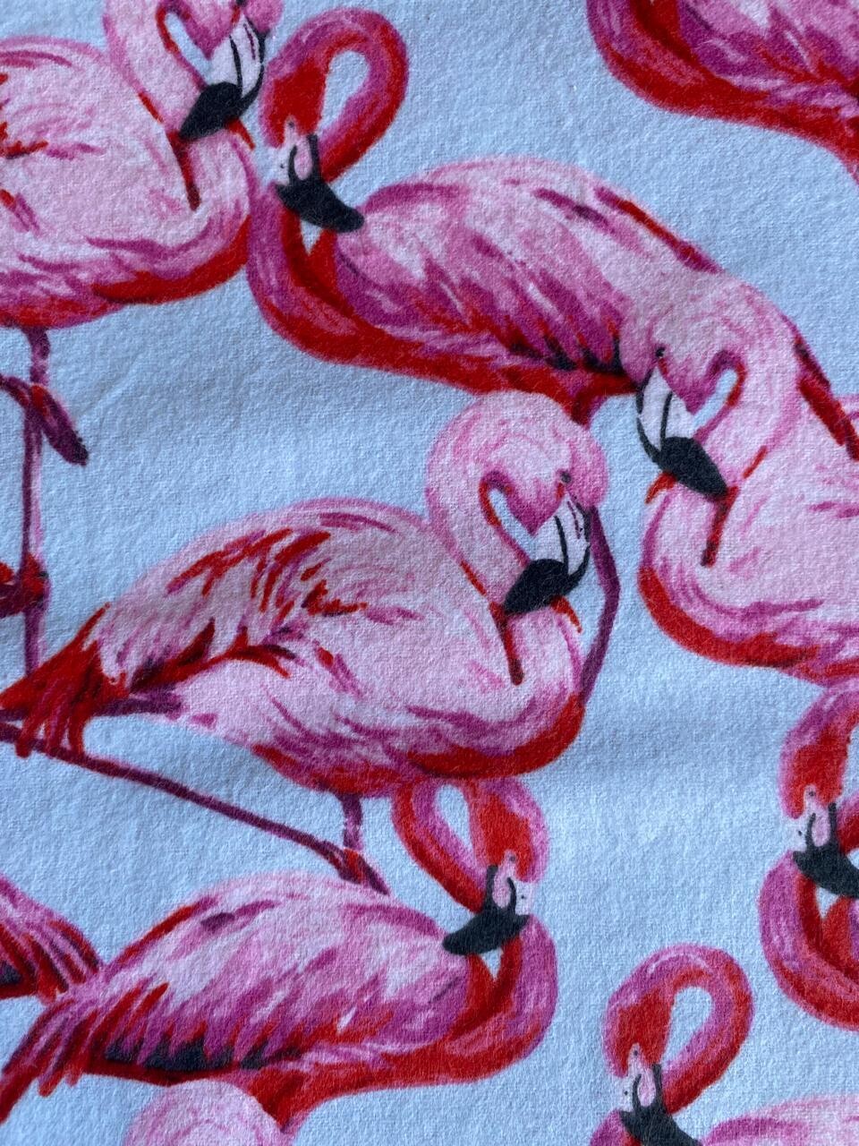 “Flamboyant Flamingos” Flannel Blanket, Edging: Plain