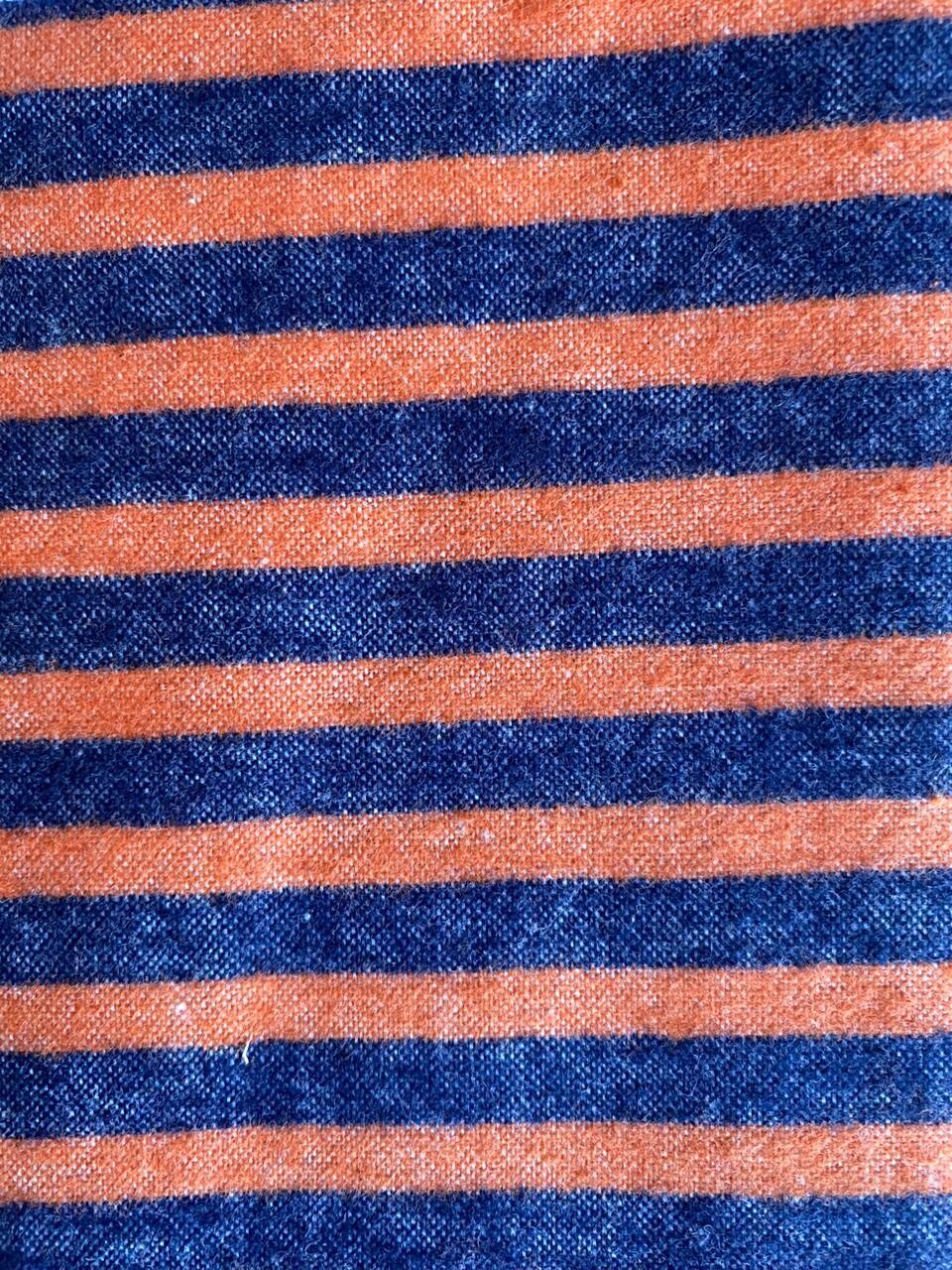 “Orange &amp; Navy Stripes” Flannel Blanket