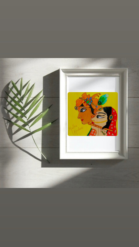 Radha Krishna Abstract Painting