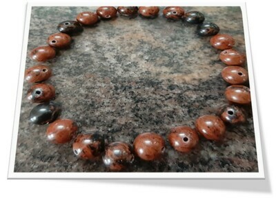 Bracelet en pierre naturelle &quot;Obsidienne Mohagany/rouge/acajou&quot; 8 mm
