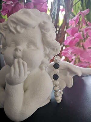 Bracelet en pierre naturelle &quot;Howlite &amp; Pierre de lave&quot; 8 mm