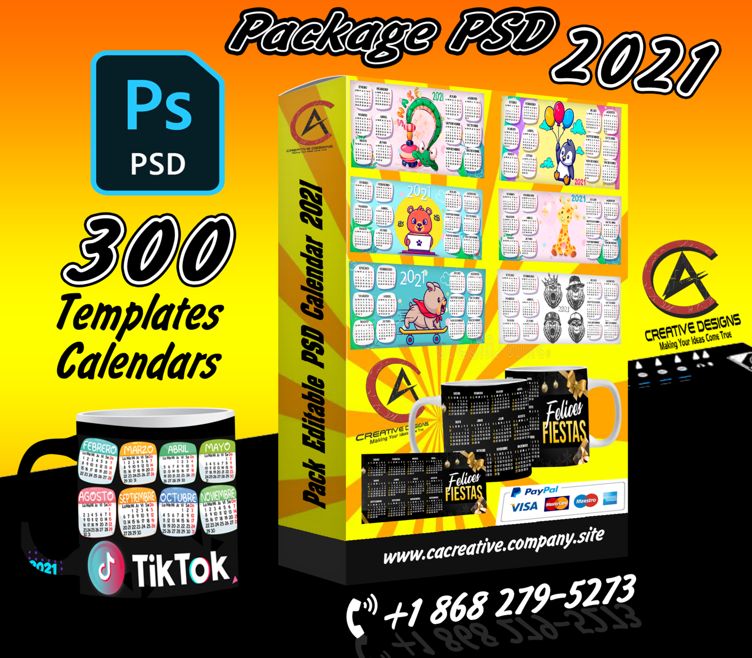 Pack 300 Templates Calendar Editable PSD