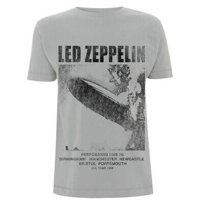 LED ZEPPELIN T-SHIRT - UK TOUR 1969 ICE GREY