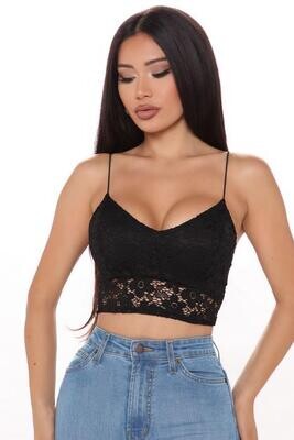 Bungee Lace Crop Top - Black