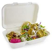 Bagasse 2 Compartment Lunch Box 9" x 6"