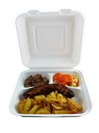 Bagasse 3 Compartment Meal Box 8"