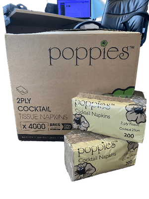 Poppies Recycled Cocktail Napkin Box of 4,000