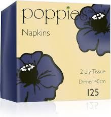 Poppies Navy Blue 2 ply Napkins P/K