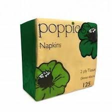 Poppies Forest Green 2Ply  1/8 Napkins 40x40cm