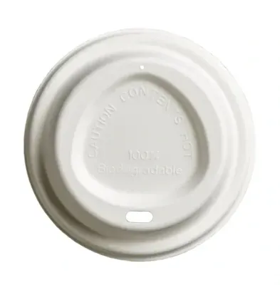 12oz Bagasse White Sip Thru Lid Sleeve