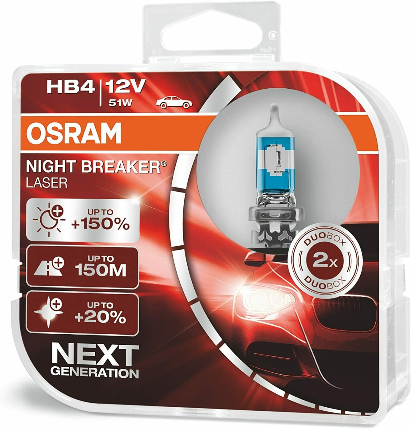 Osram HB4 Night Breaker LASER Upgrade Bulbs (x2) 12V 60W