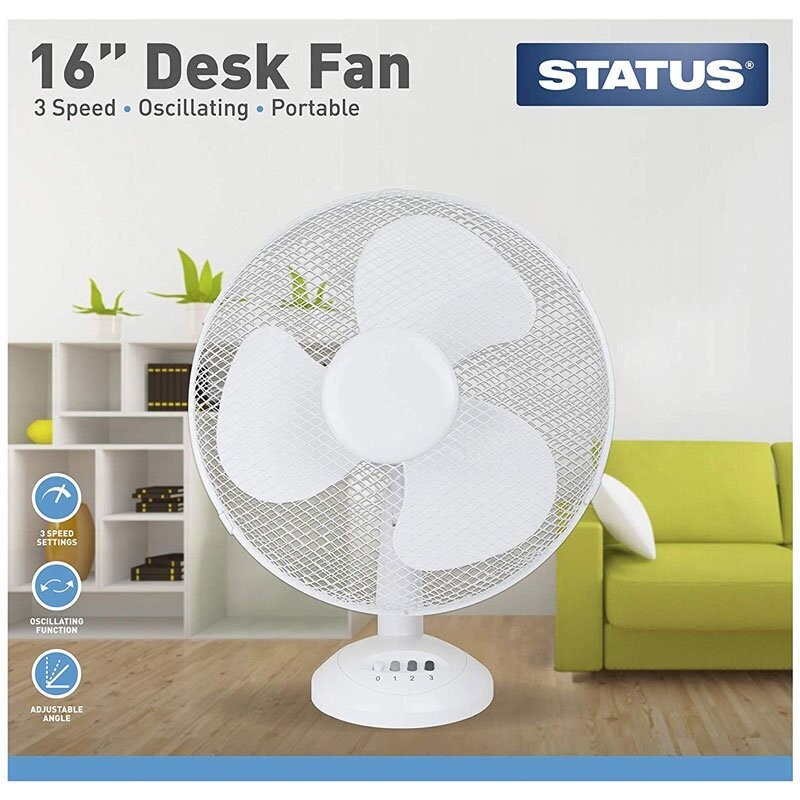 Status - 3 Speed Oscillating Desk Fan 16