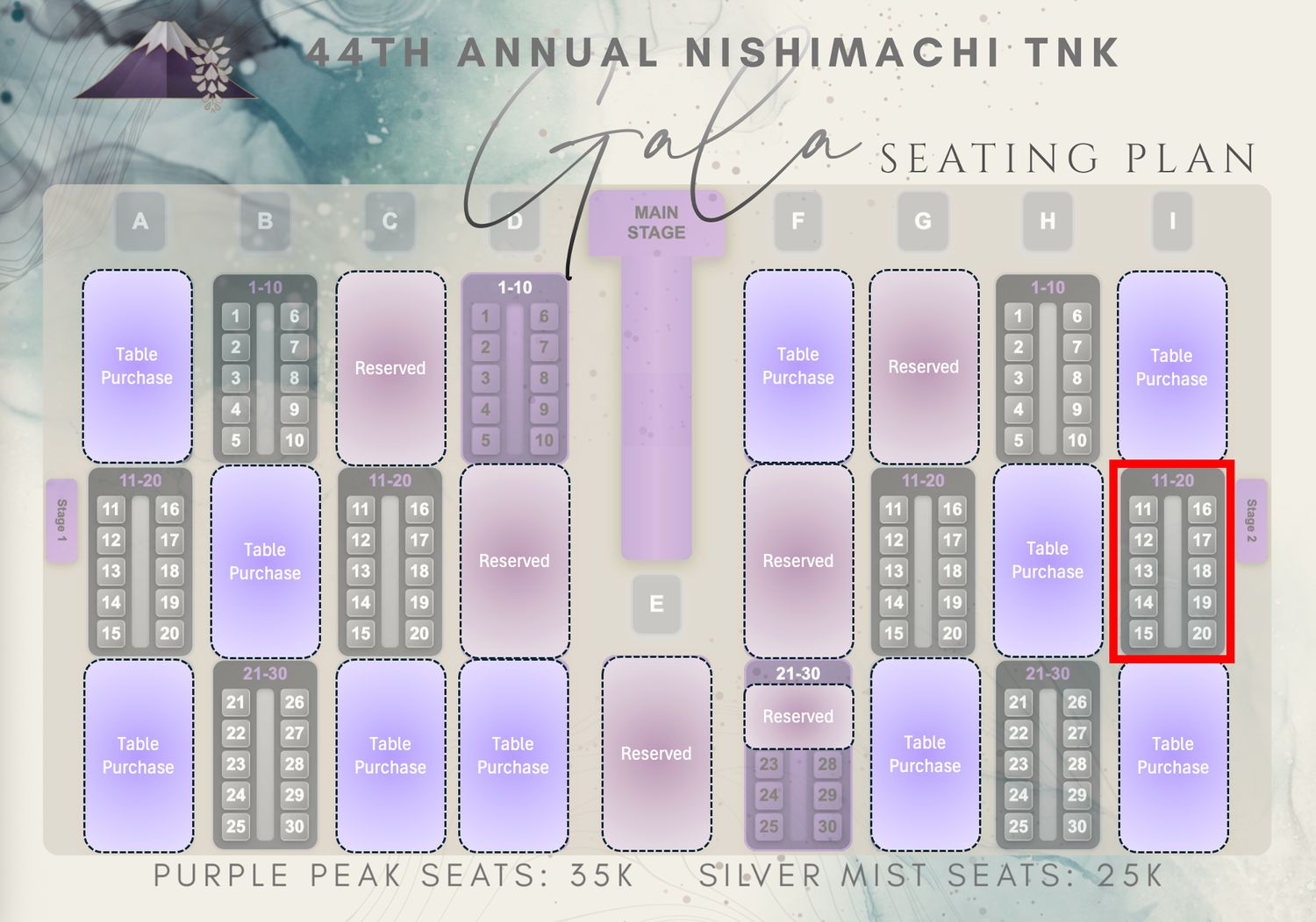 [44th Gala] Individual Seats - I11-20