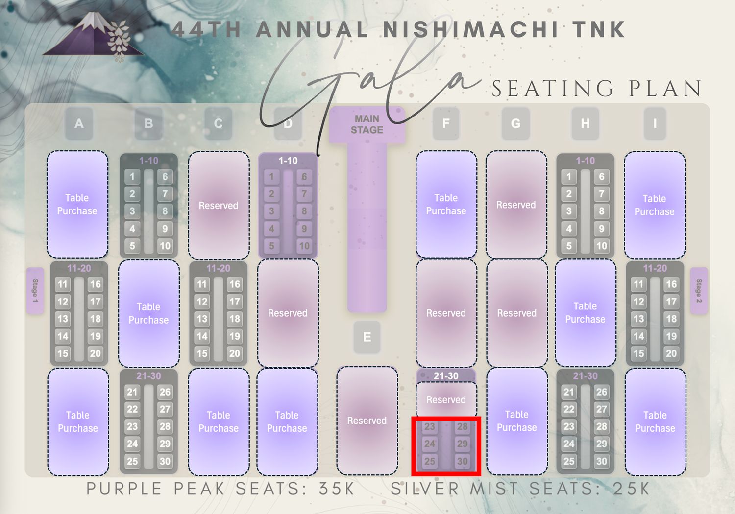 [44th Gala] PURPLE PEAK Individual Seats - F23-30
