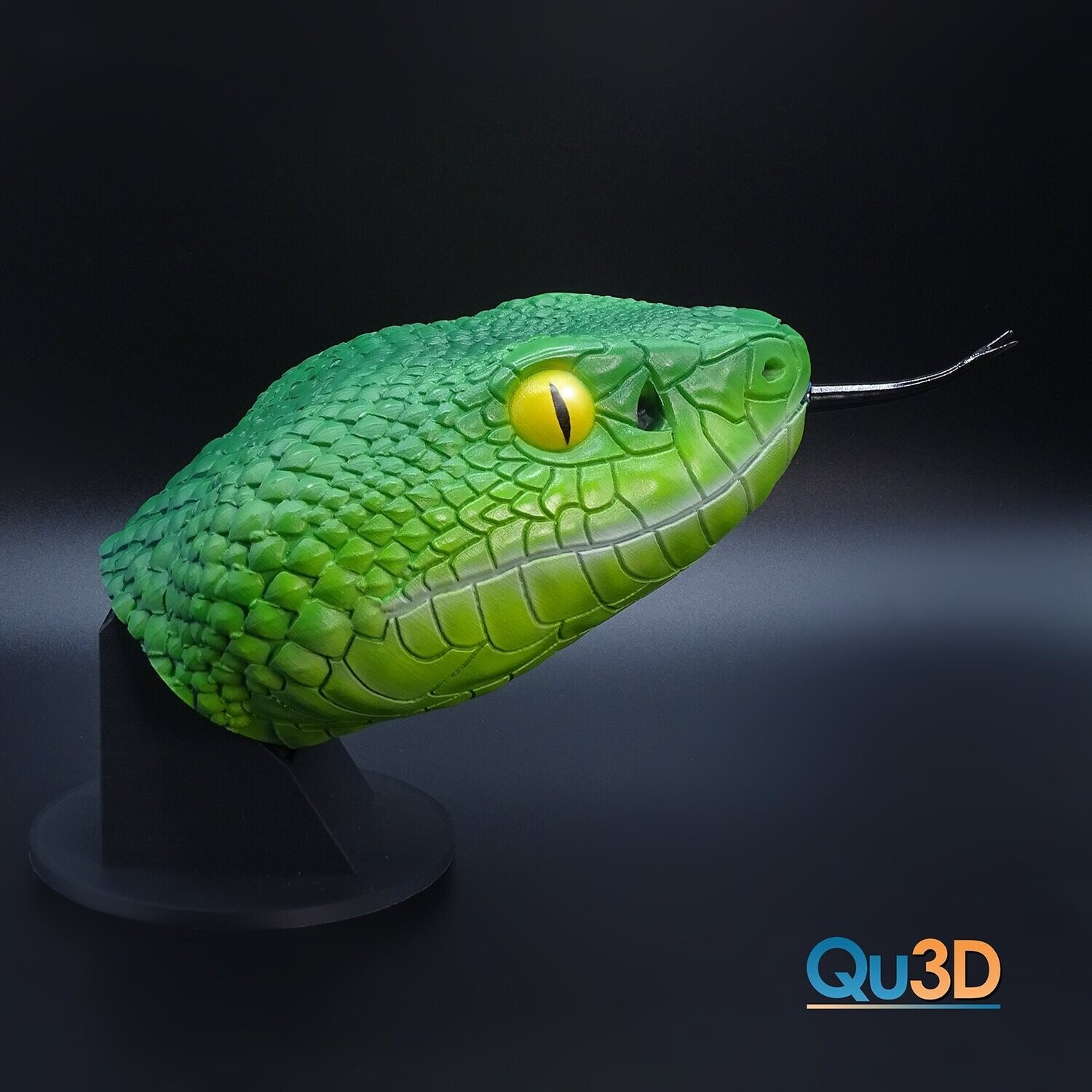 Trimerusurus albolabris- White-lipped Pit Viper- 3D- STL print file- high polygon head model- incl. tongue, wall bracket and base