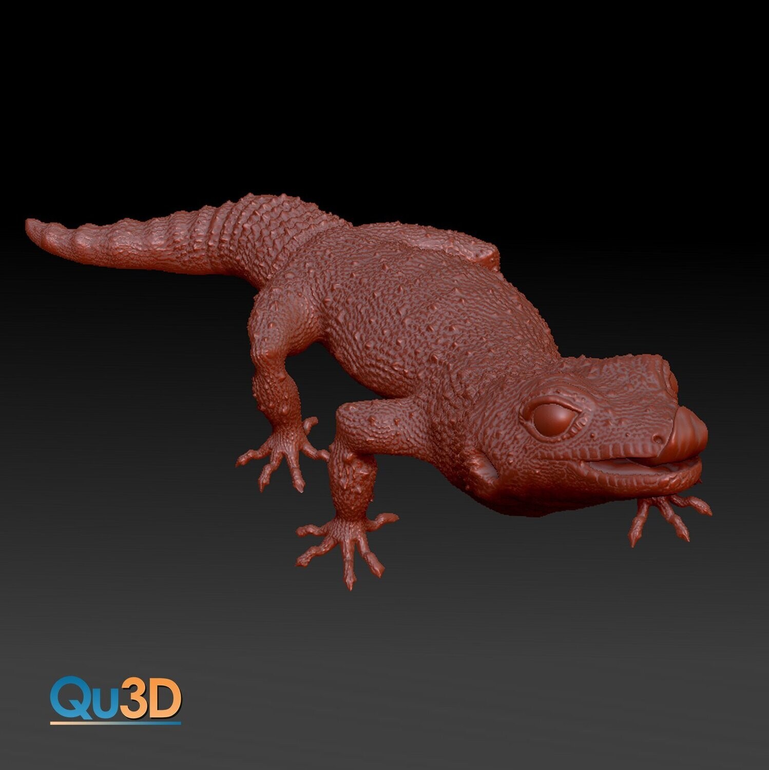 Leopardgecko V2 Maul Leckende Zunge 3D Druck Modell