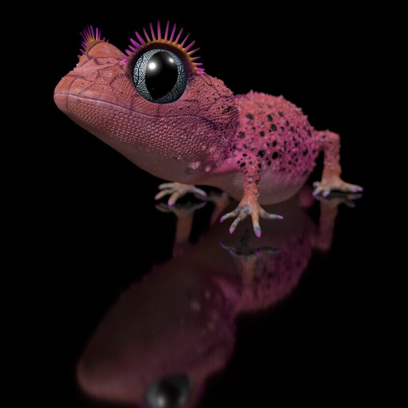 3D File- Nephriri Pink Gecko-Lady- imagination- full size- high polygon