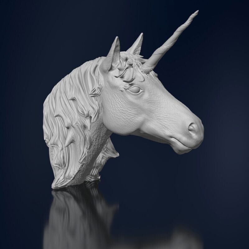 Unicorn Head - Portrait - (Horse, Mythical Creature, Fantasy) as 3D Print Model