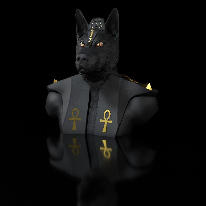 German shepherd Anubis -bust- high polygon- STL print file