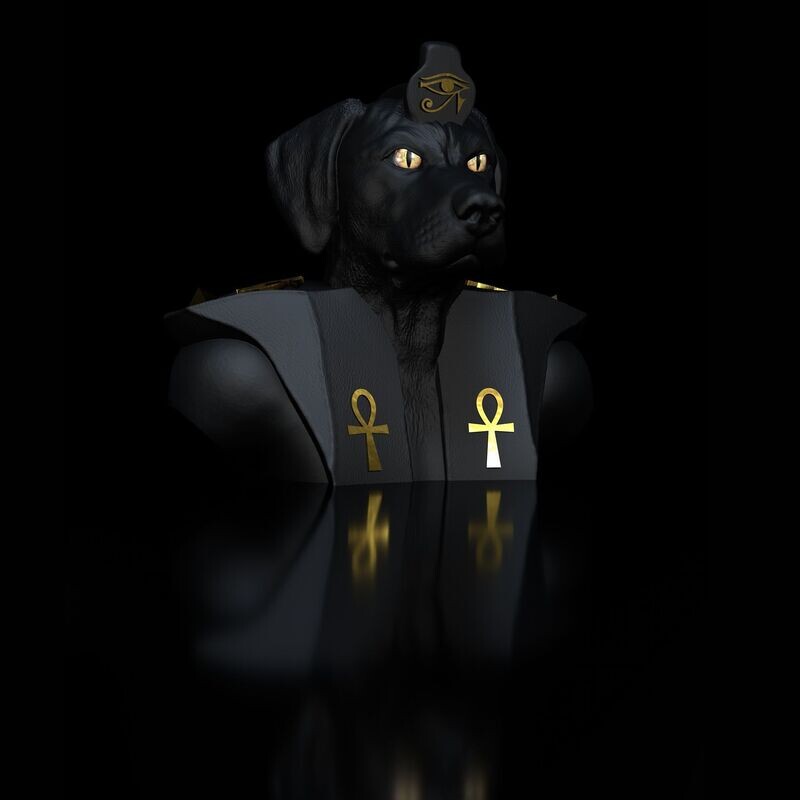 Rhodesian- Ridgeback-Zenturio - Anubis-Bust - 3D-STL-Model - High-Polygon