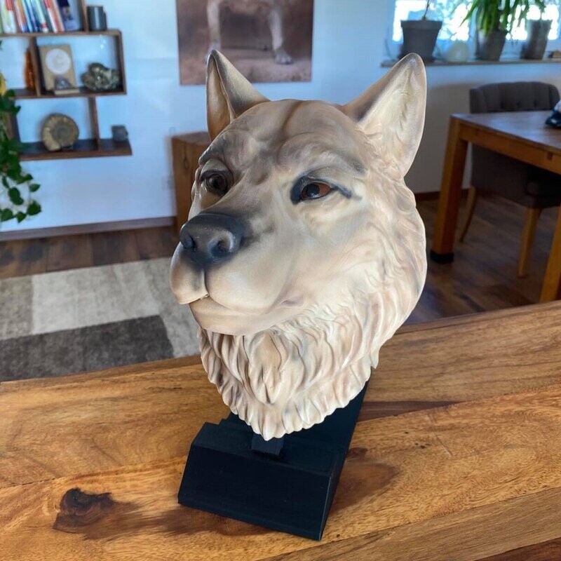 3D STL print file-​​wolf portrait - high polygon