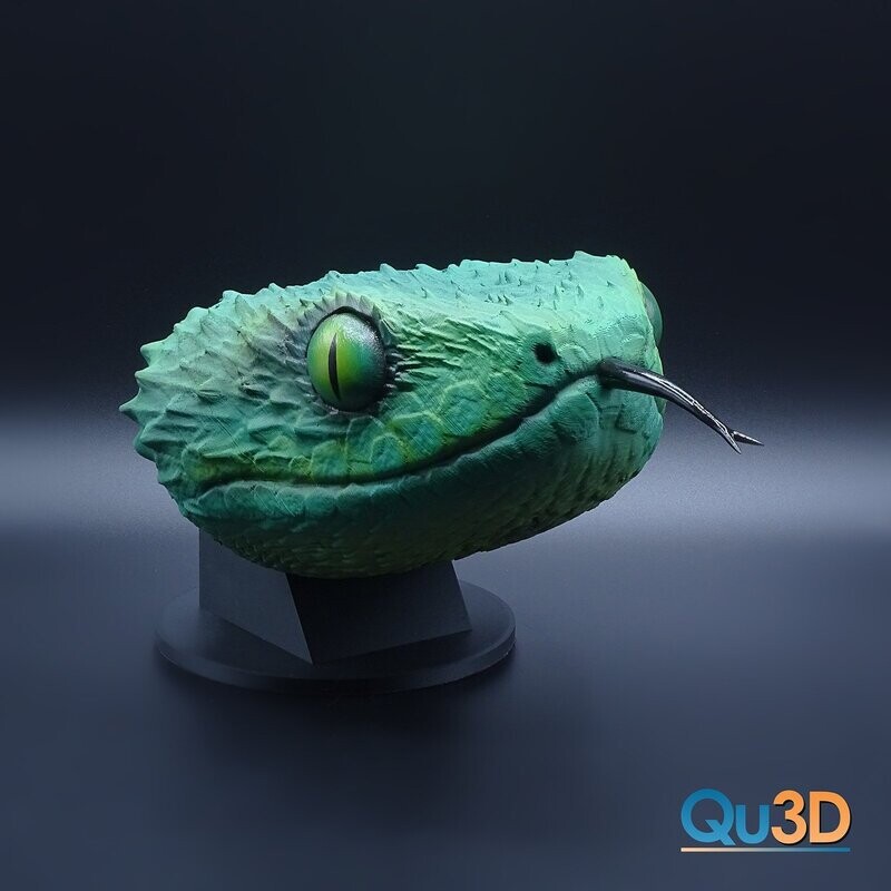 ​Atheris Portrait - 3D Printing Model High-Polygon Including Tongue (attached with a magnet), Pedestals, and Wall Mounts