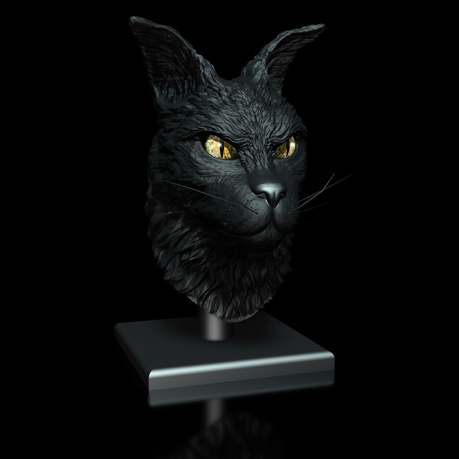​Cat Coon Portrait - Fantasy (Cat, Animal) - STL 3D Print Model Including Stand and Wall Mount High-Polygon