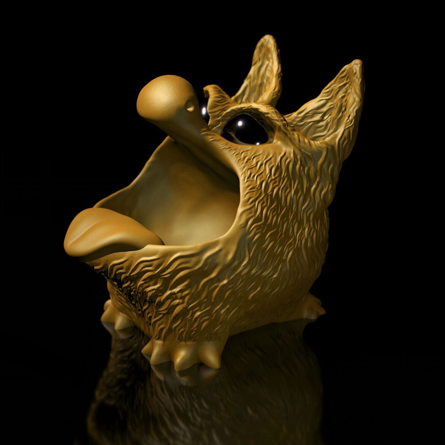 ​Bluffy with tongue + fur - part of the Qu3D series - as an STL 3D-print model- Usable as a thread eater, table trash bin, for storing small items, etc.- High-Polygon