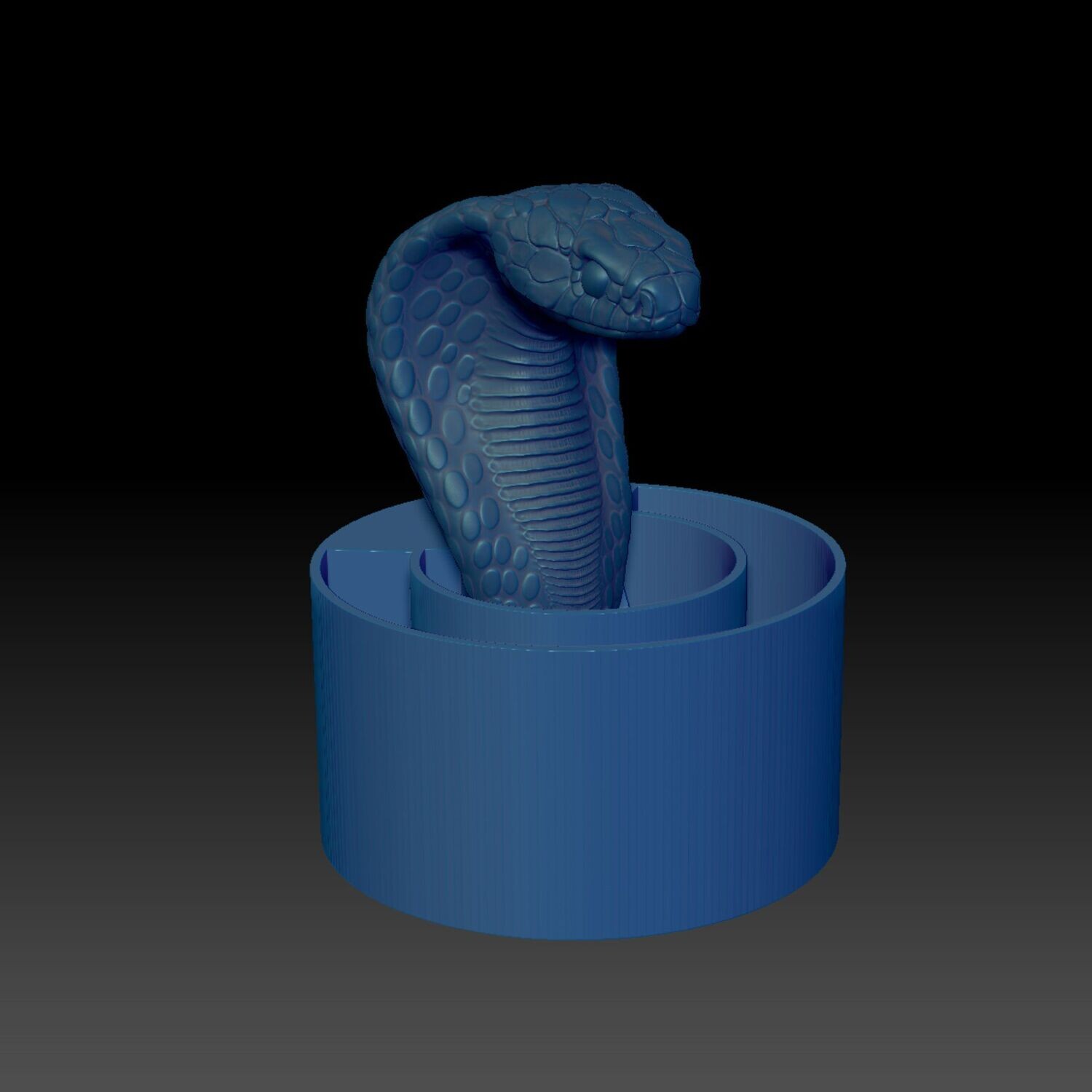 ​Storage with King Cobra Head Motif - STL 3D Print Model- For Pens, Desk Accessories, etc.- 3 Parts - Head, Mounting Plate, and Container- High-Polygon