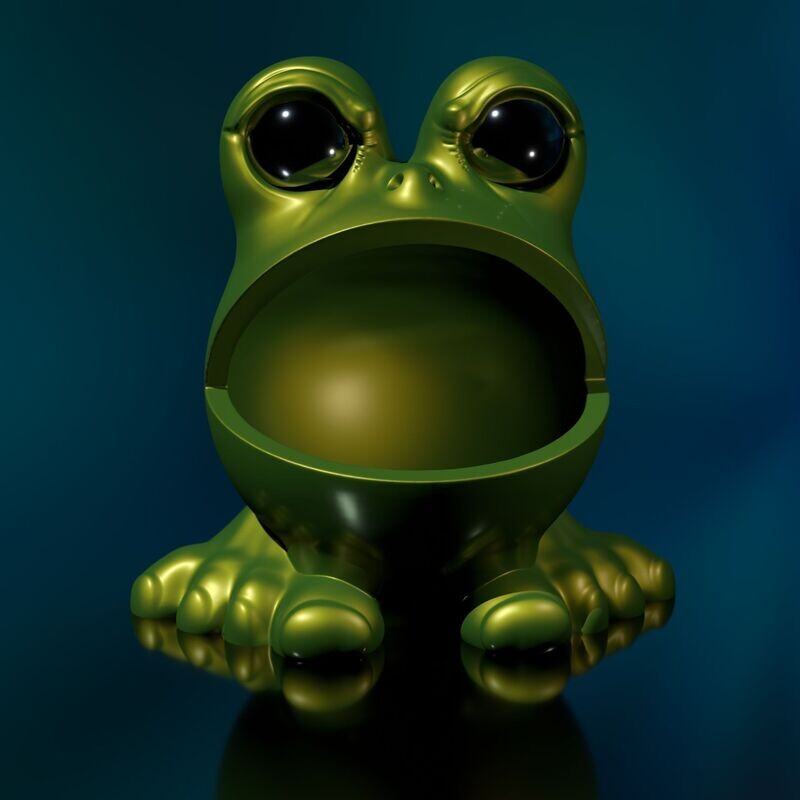 ​Frog-Man - Qu3D Series - as STL 3D Print Model - Usable as Thread Eater/Table Trash Bin, Storage for Small Items- High-Polygon